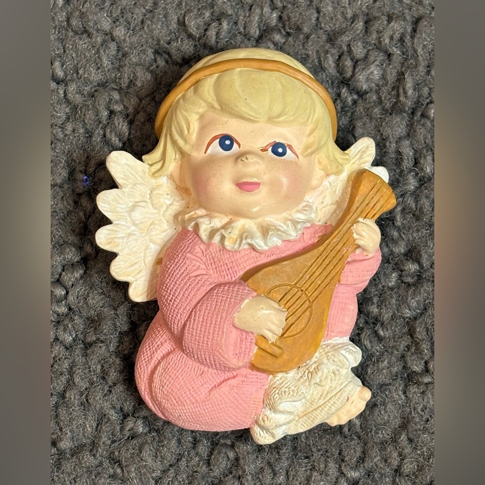 Vintage Pink Blonde Angel Banjo Magnet 2.5”